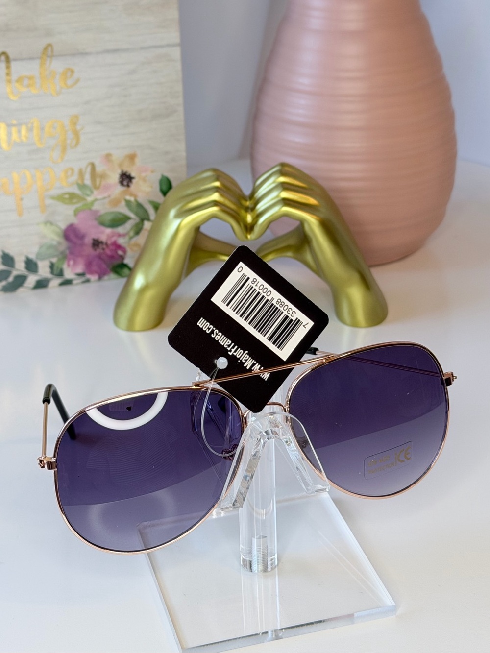 Aviator Sunglasses with Purple Gradient Lenses